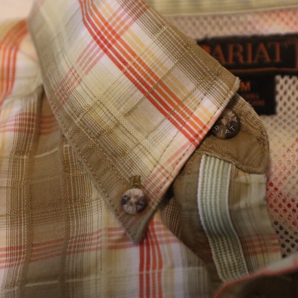 Ariat Men's Plaid Button Down Cotton/Polyester Blend Size Medium - Picture 13 of 16